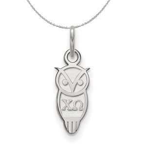 Sterling Silver Chi Omega XS (Tiny) Pendant Necklace - 16 Inch